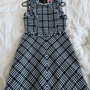 Kate Spade jeweled Blue, Black and White Tweed  Dress